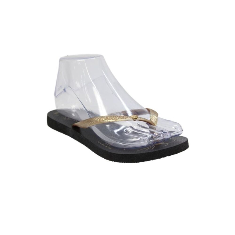 Charlotte Olympia x Havaianas Womens Rubber Logo T Strap Sandals Brown Size 6